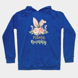 Mama Bunny Watercolor Ears with Flowers Hoodie